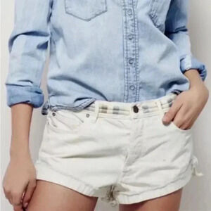 Free People Eliot Embroidered Denim Shorts Sz 27